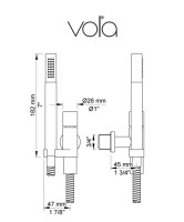 MEDIDAS DUCHA CON SOPORTE CON TOMA DE AGUA y FLEXO METALICO VOLA